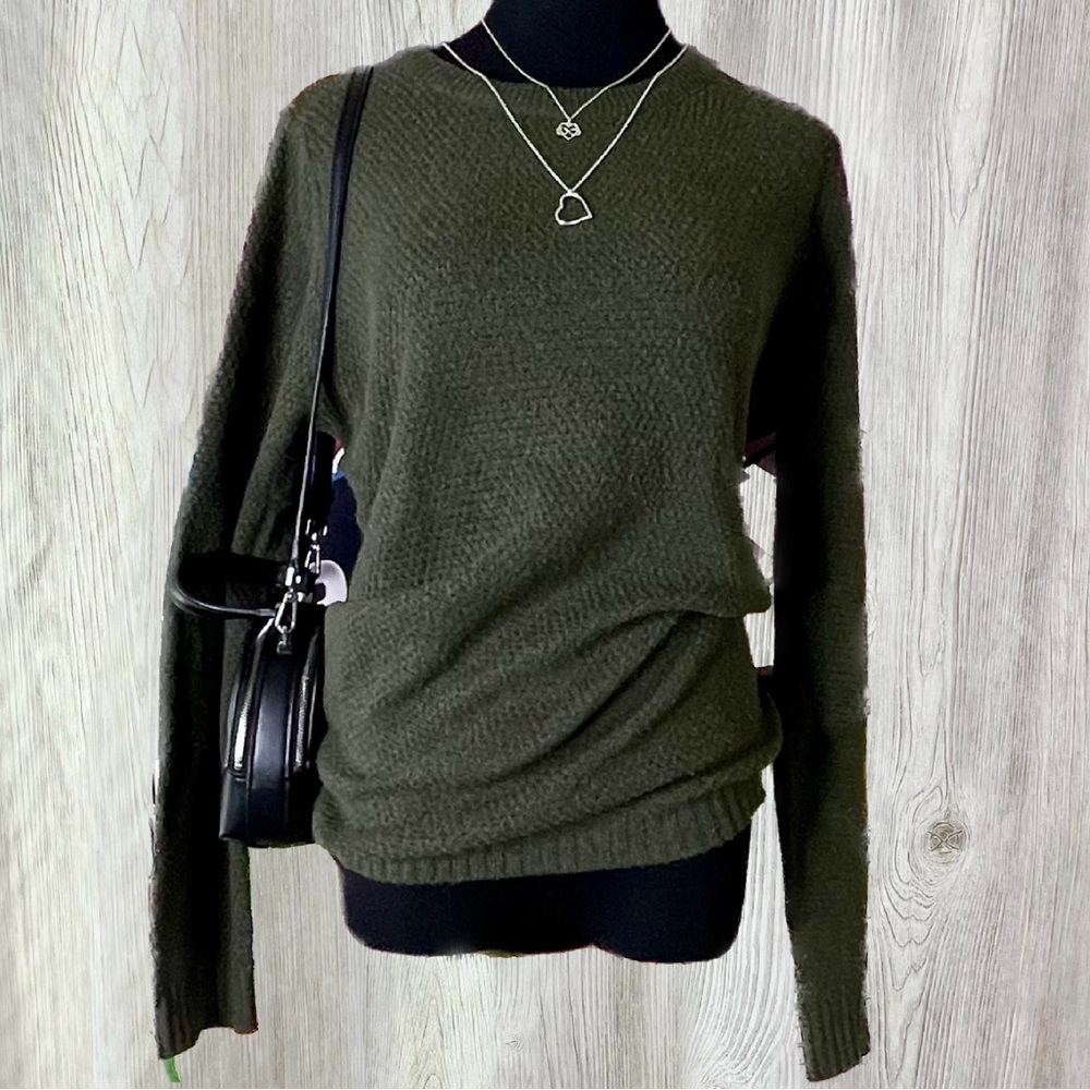 Pink Clover Olive Green Textured Crewneck Sweater - Size XL